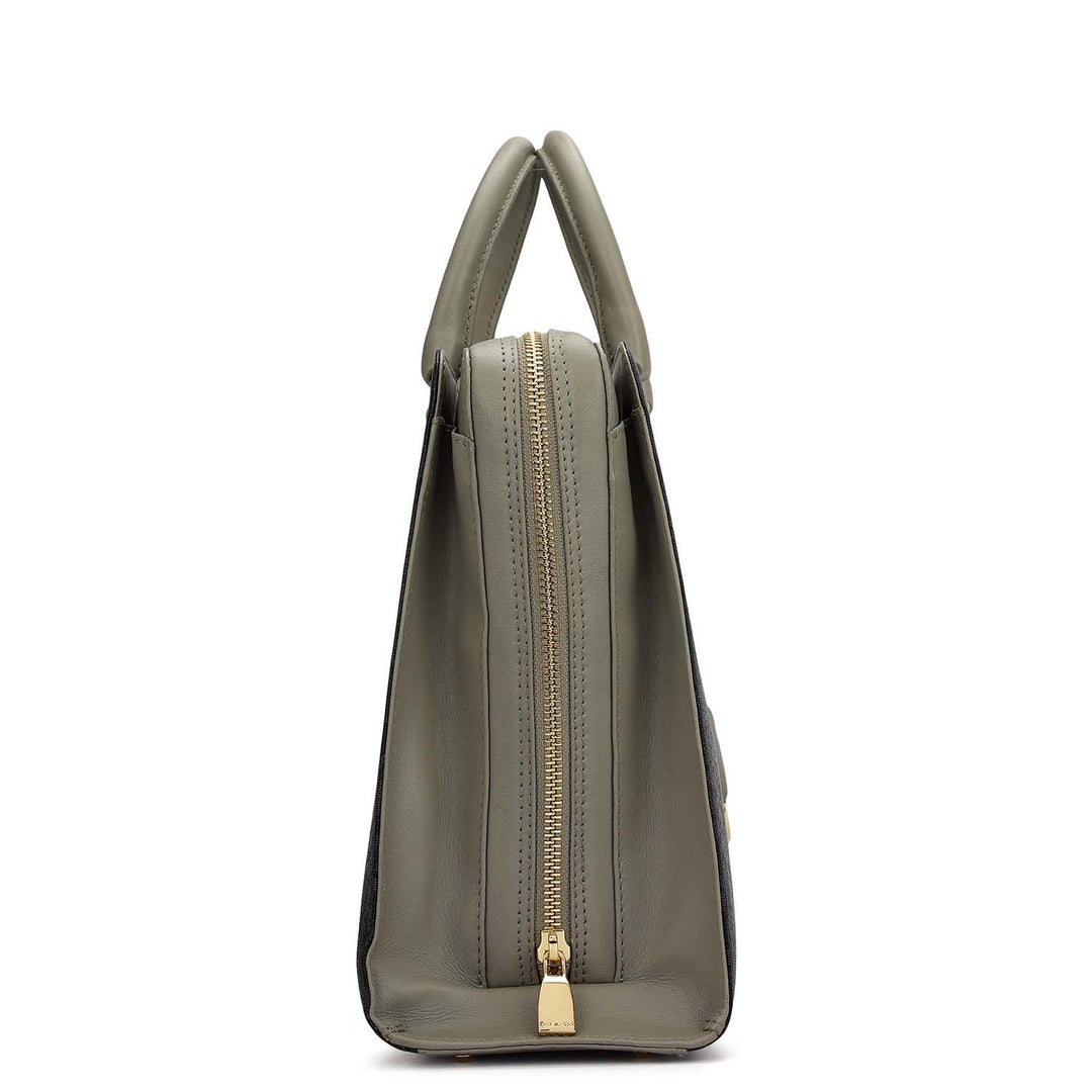 Medium Monogram Plain Leather Satchel - Black