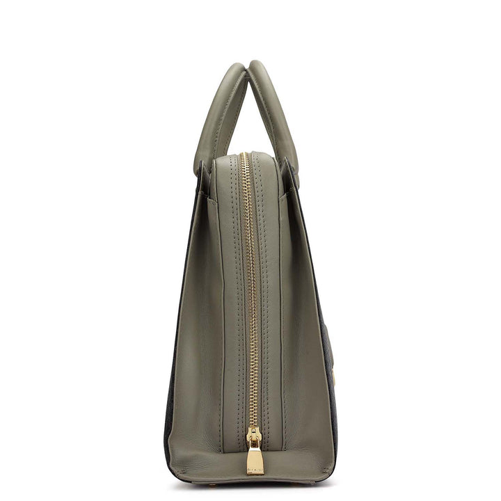 Medium Monogram Plain Leather Satchel - Black