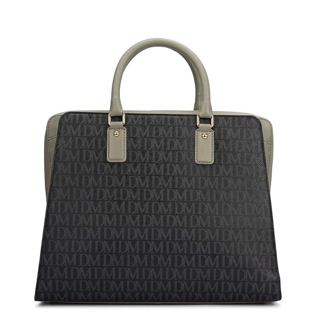 Medium Monogram Plain Leather Satchel - Black