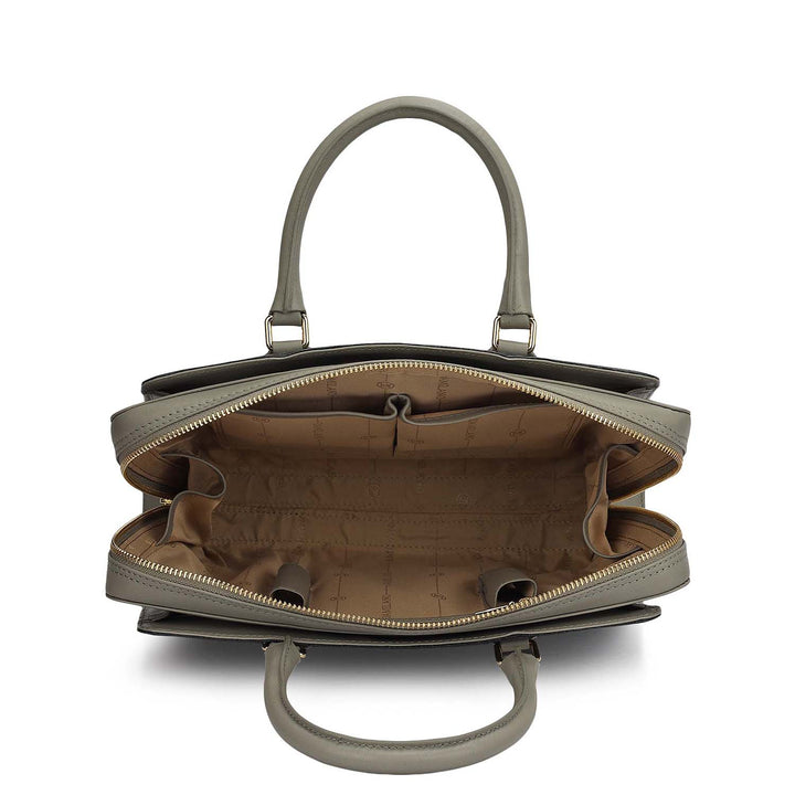 Medium Monogram Plain Leather Satchel - Black