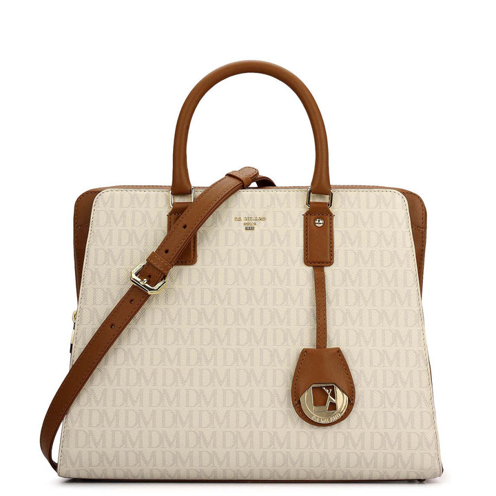 Medium Monogram Plain Leather Satchel - Marshmallow