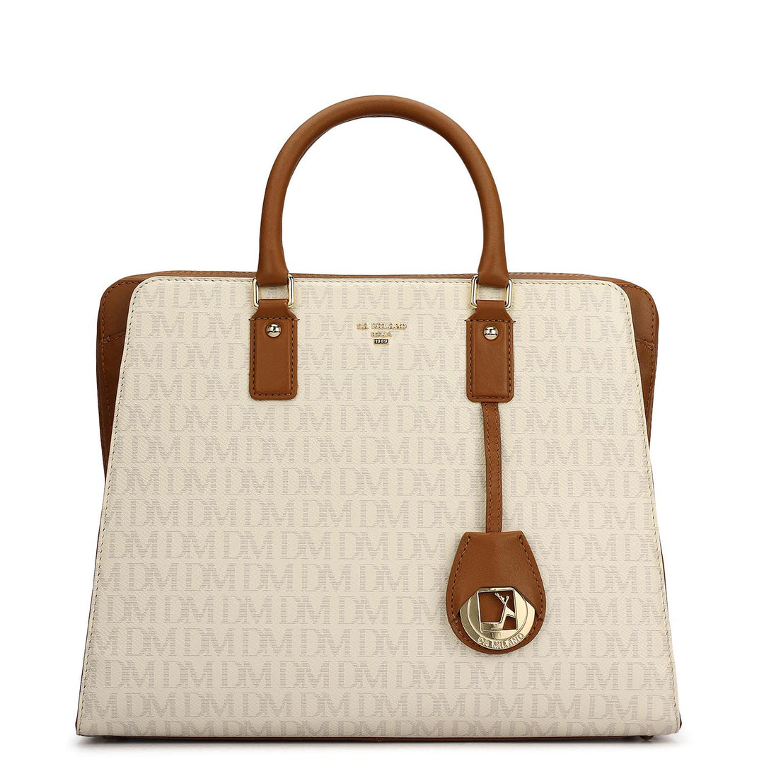 Medium Monogram Plain Leather Satchel - Marshmallow