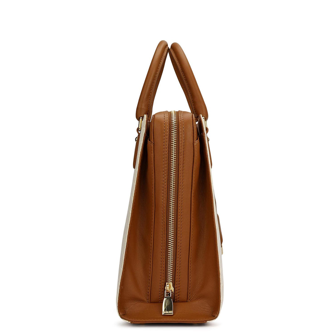 Medium Monogram Plain Leather Satchel - Marshmallow