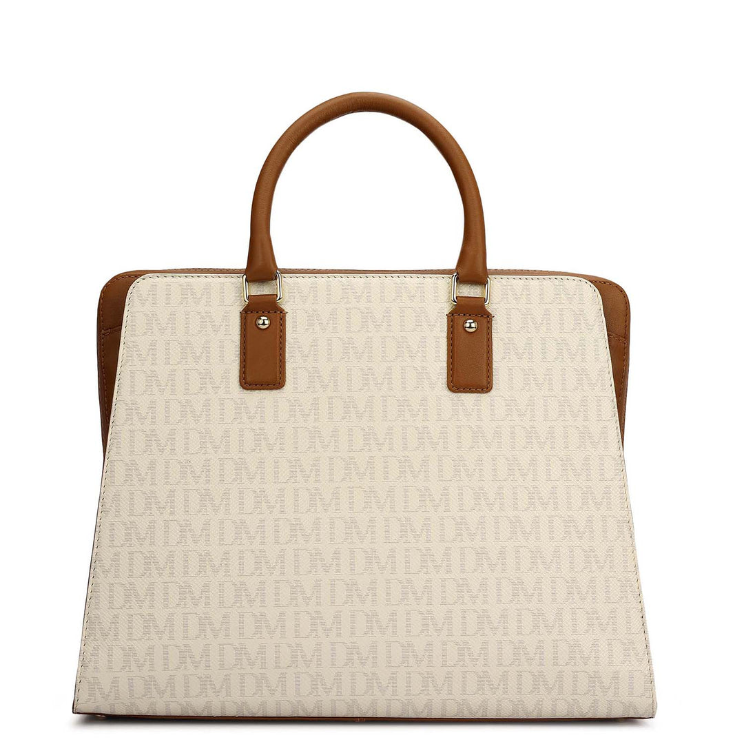 Medium Monogram Plain Leather Satchel - Marshmallow