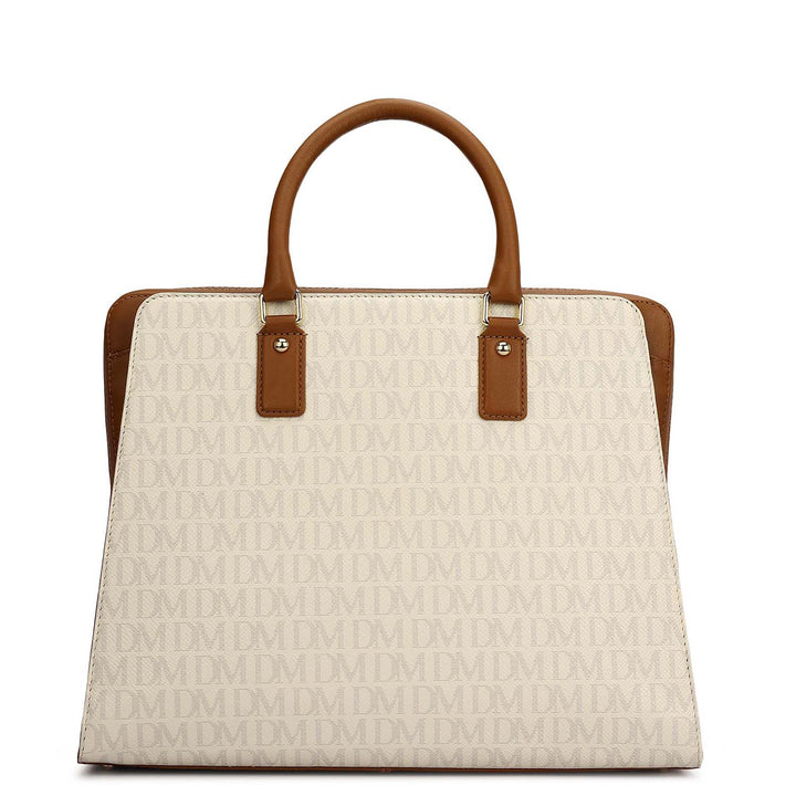 Medium Monogram Plain Leather Satchel - Marshmallow