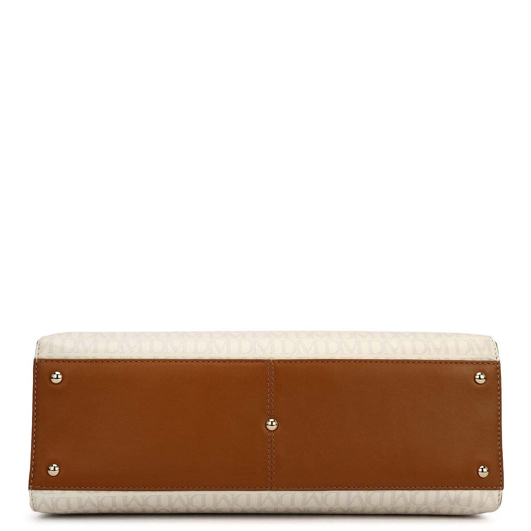 Medium Monogram Plain Leather Satchel - Marshmallow