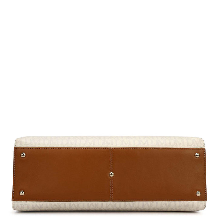 Medium Monogram Plain Leather Satchel - Marshmallow