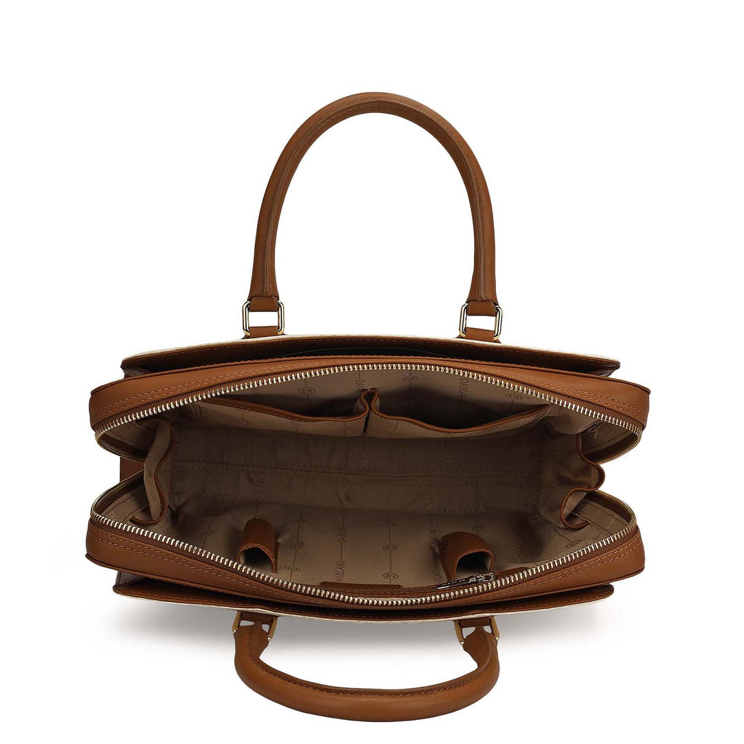 Medium Monogram Plain Leather Satchel - Marshmallow