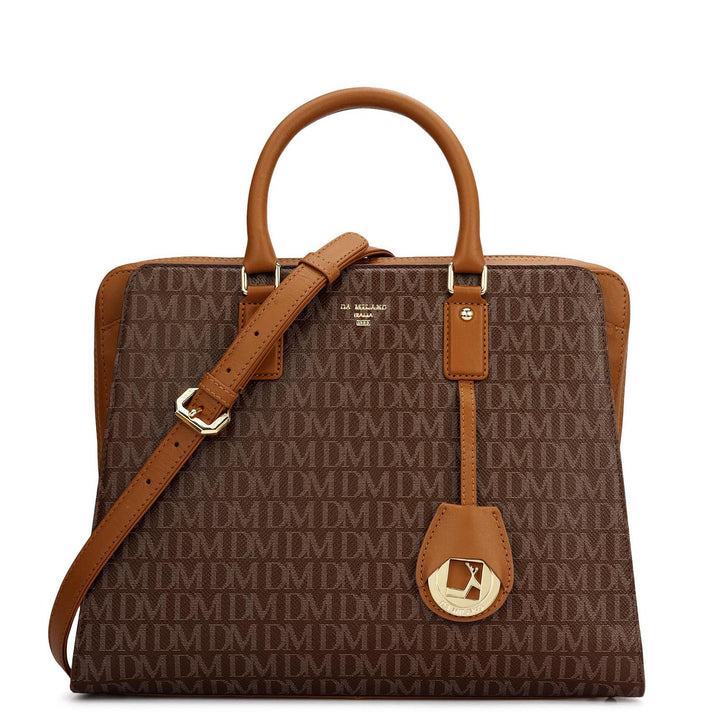 Medium Monogram Plain Leather Satchel - Walnut