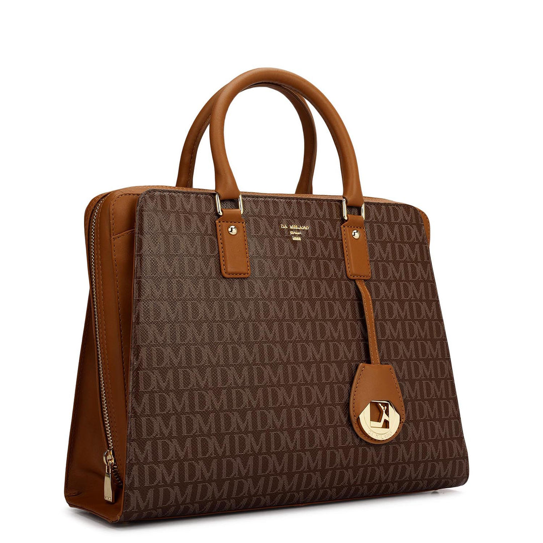Medium Monogram Plain Leather Satchel - Walnut
