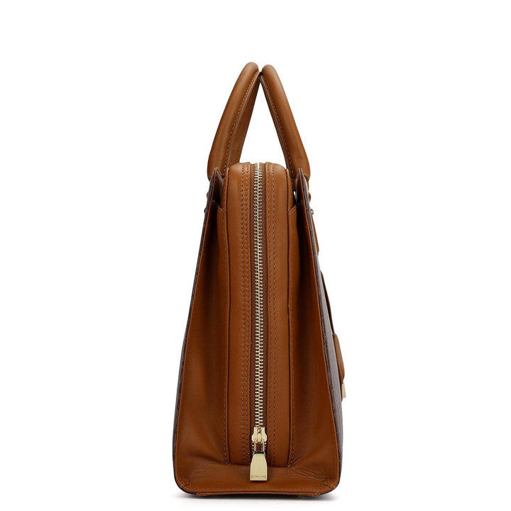 Medium Monogram Plain Leather Satchel - Walnut