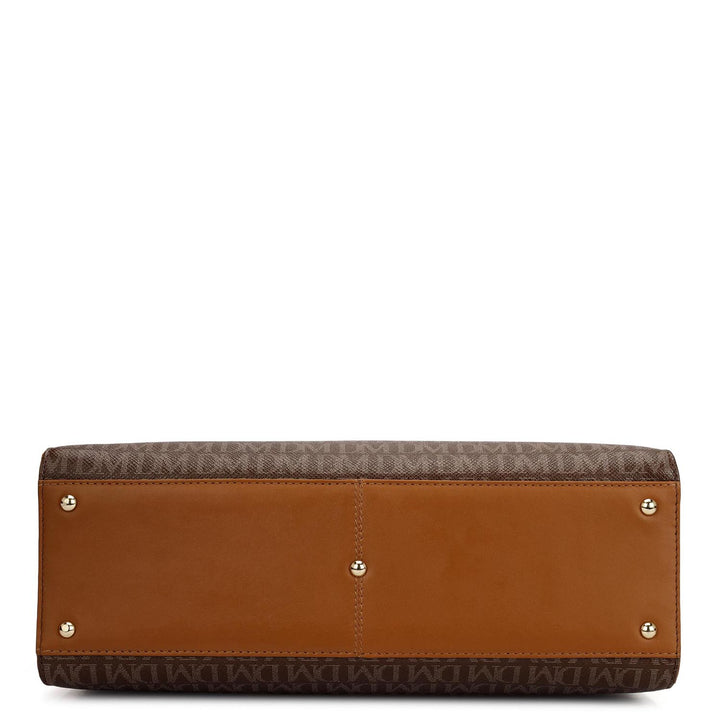 Medium Monogram Plain Leather Satchel - Walnut