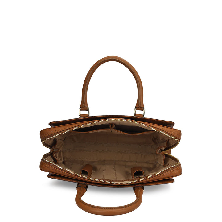 Medium Monogram Plain Leather Satchel - Walnut