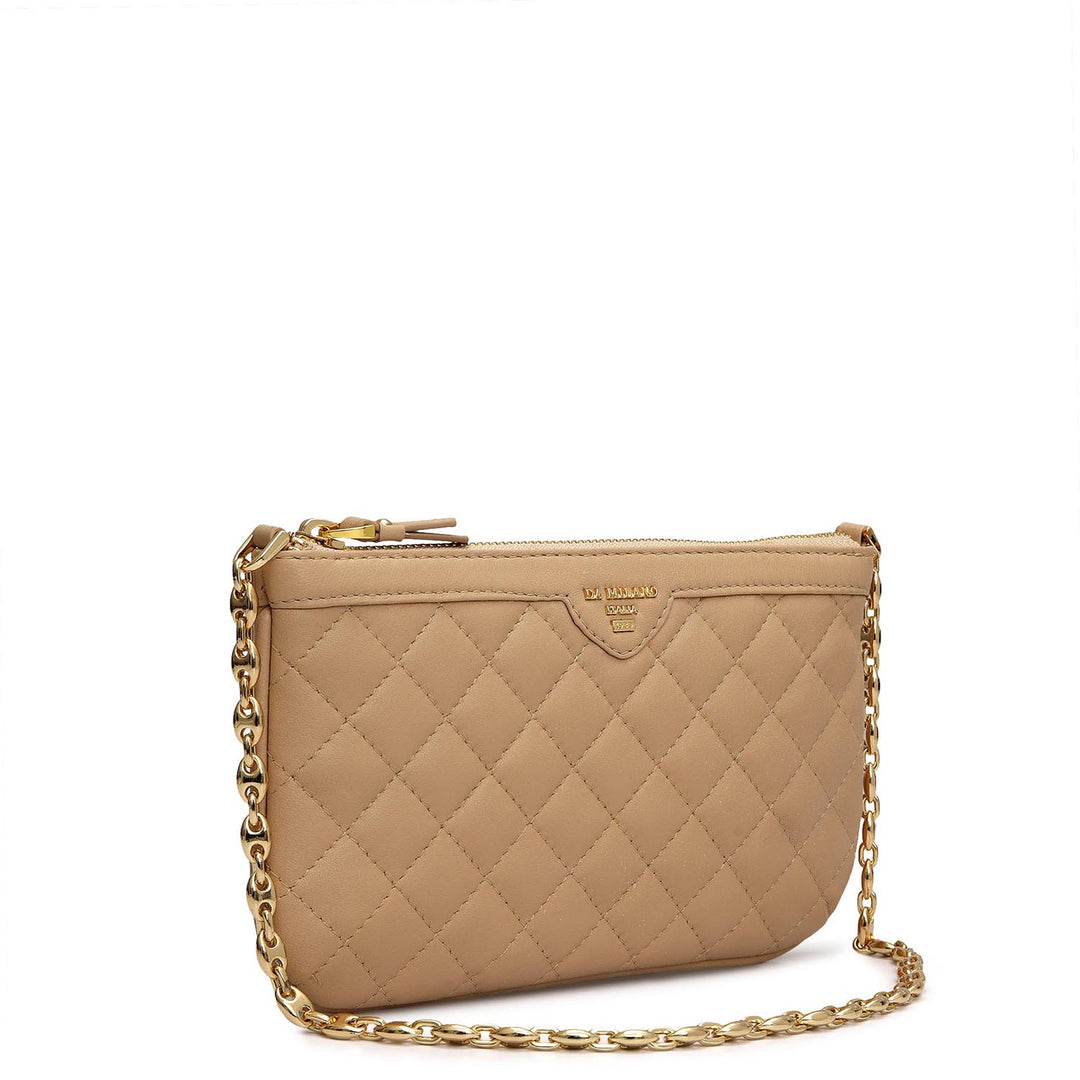 Small Quilting Leather Baguette - Beige