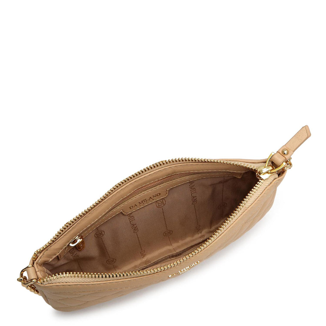 Small Quilting Leather Baguette - Beige