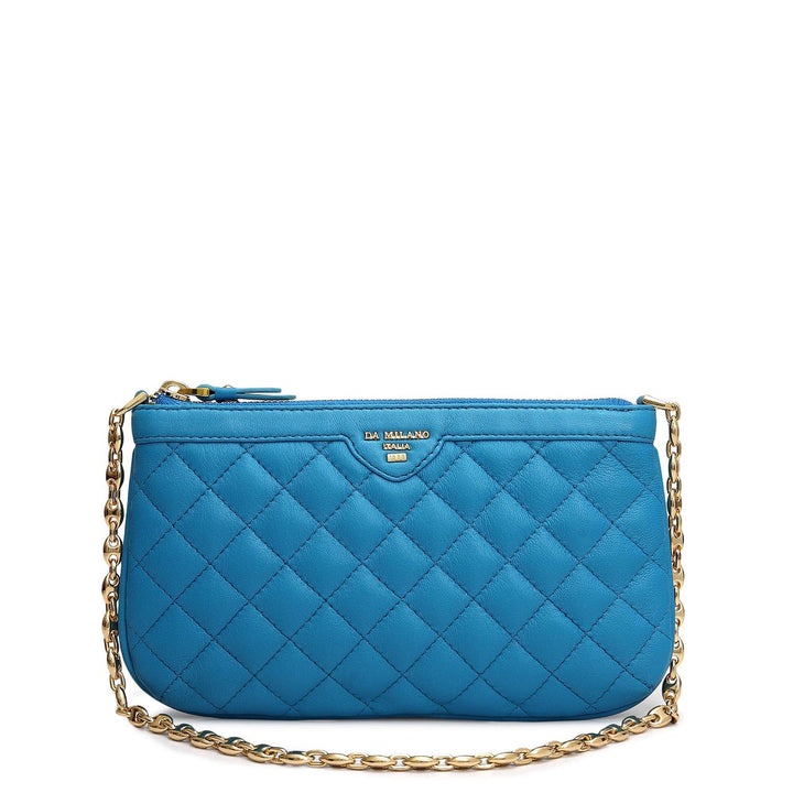Small Quilting Leather Baguette - Blue
