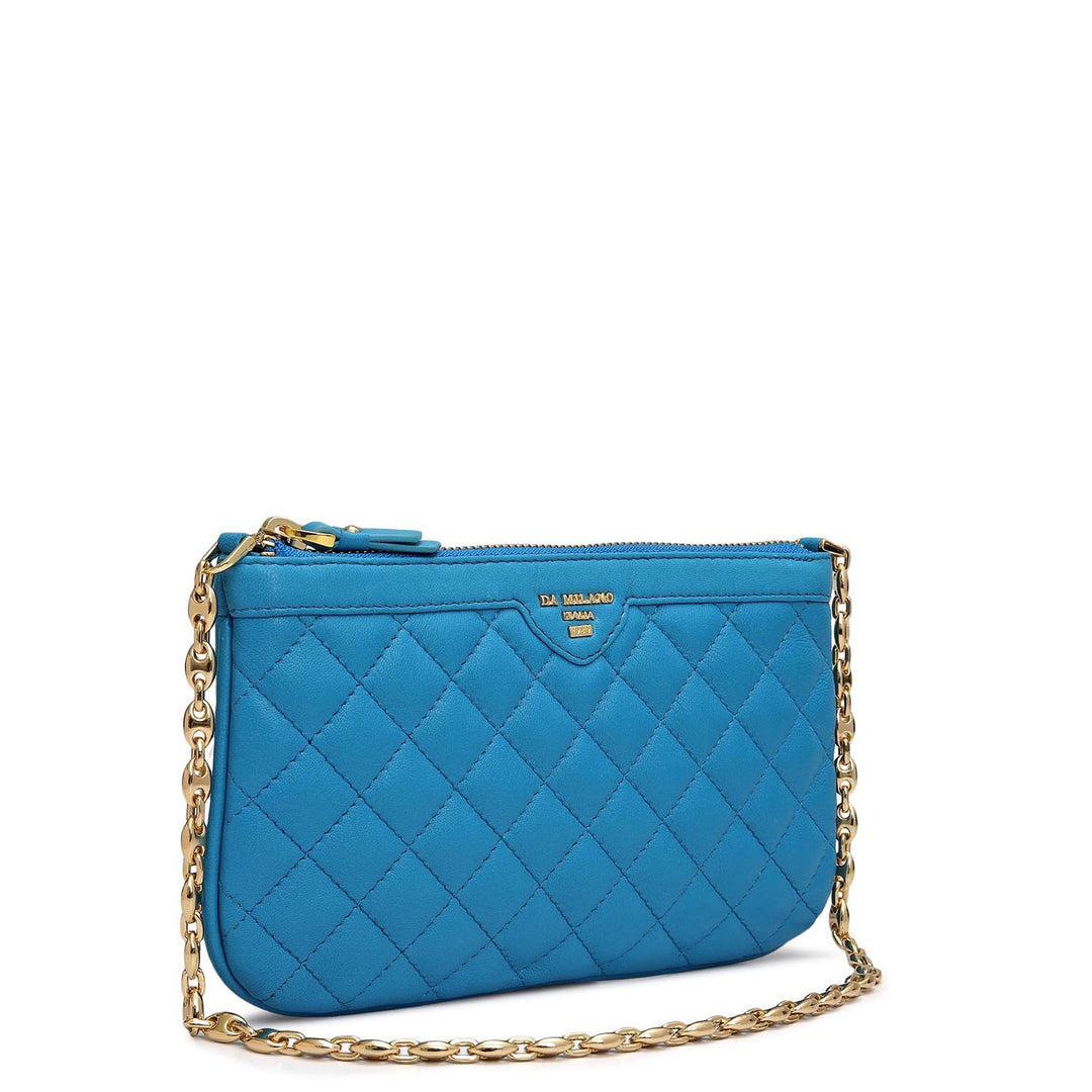 Small Quilting Leather Baguette - Blue