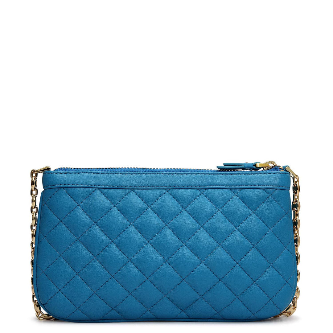 Small Quilting Leather Baguette - Blue
