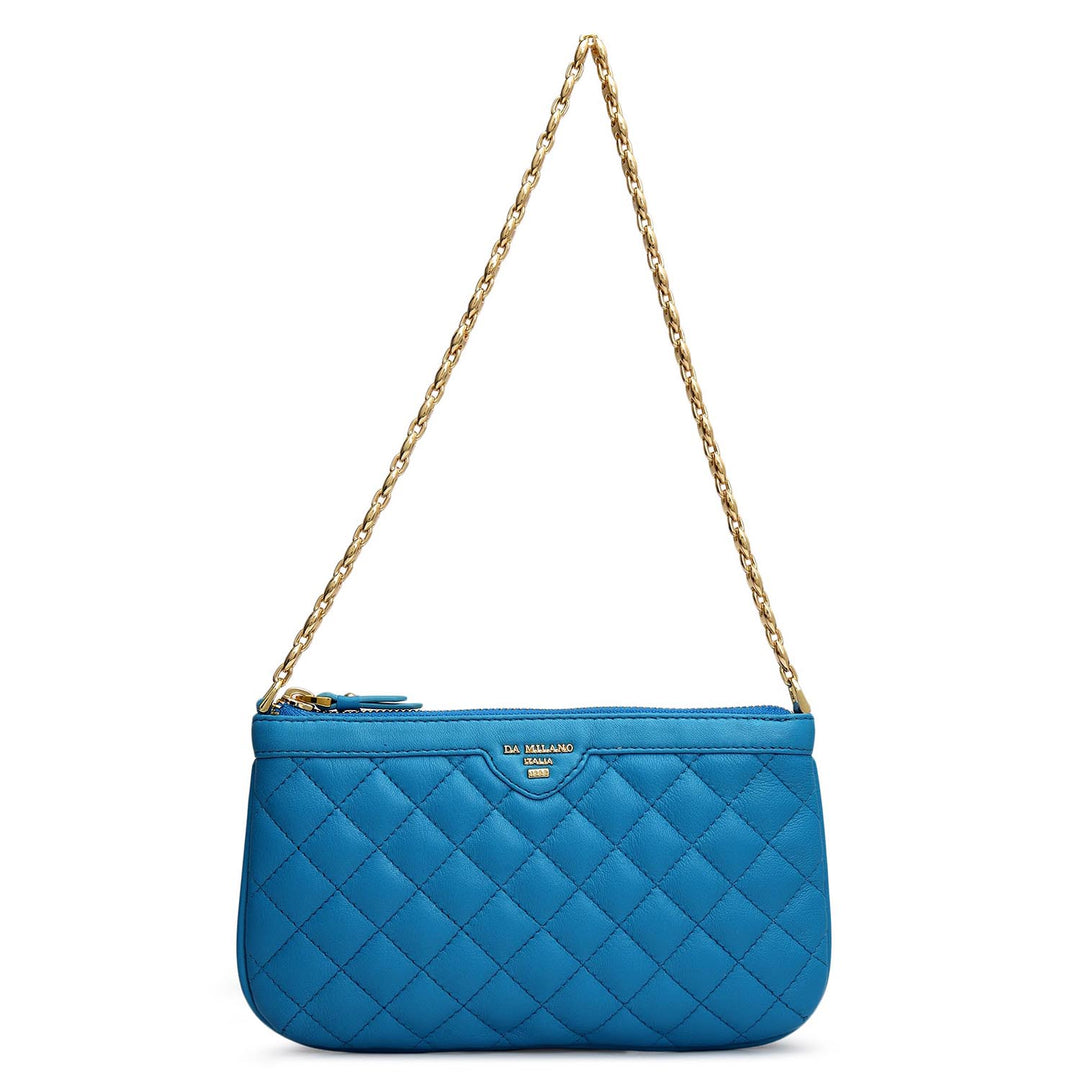 Small Quilting Leather Baguette - Blue