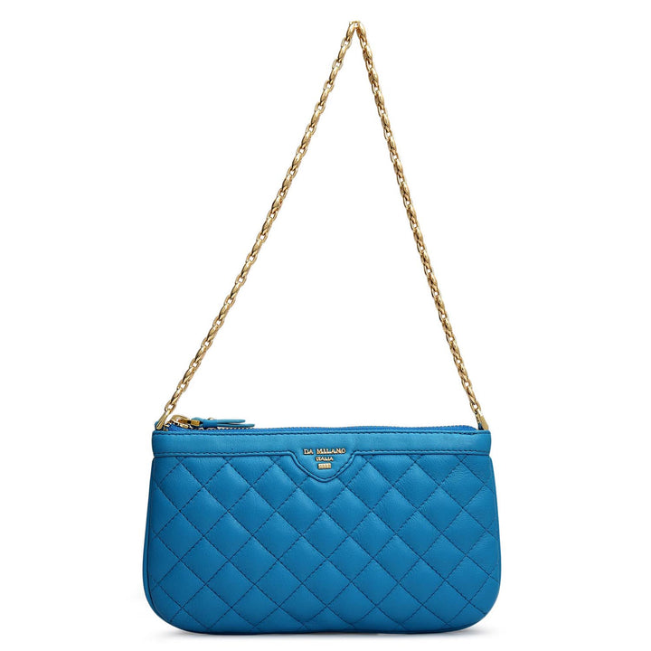 Small Quilting Leather Baguette - Blue