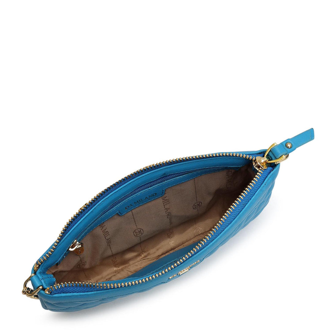 Small Quilting Leather Baguette - Blue