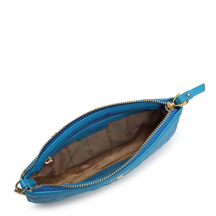Small Quilting Leather Baguette - Blue