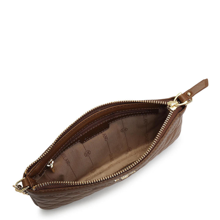 Small Quilting Leather Baguette - Brown
