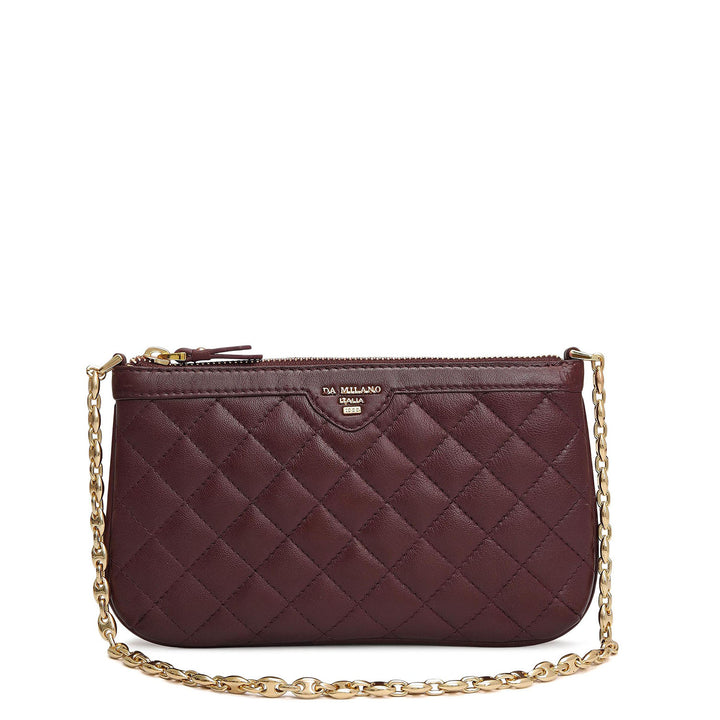 Small Quilting Leather Baguette - Burgundy