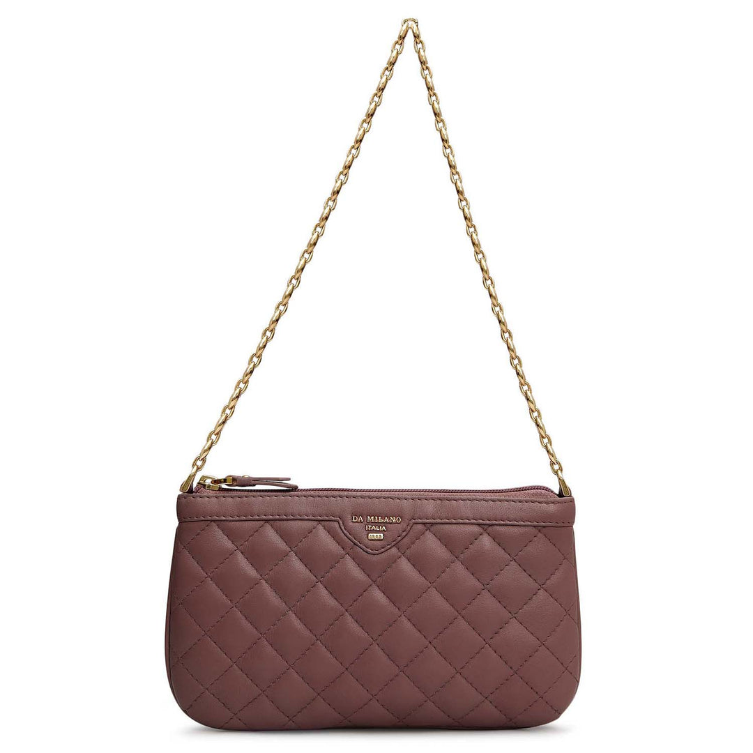 Small Quilting Leather Baguette - Lilac