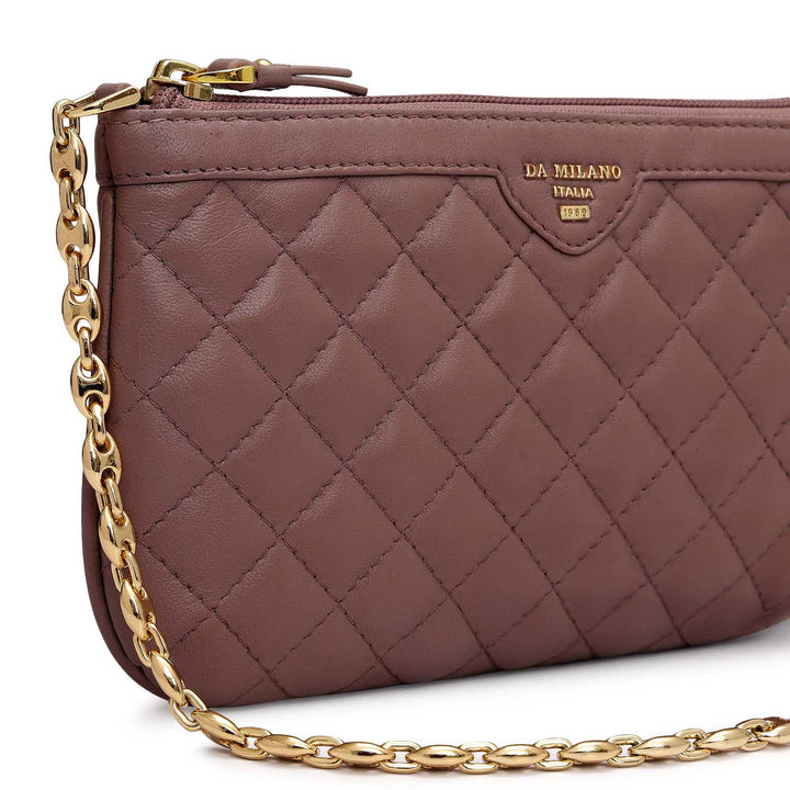 Small Quilting Leather Baguette - Lilac