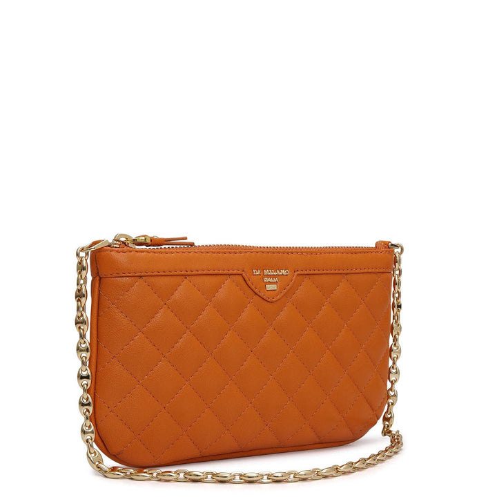 Small Quilting Leather Baguette - Orange
