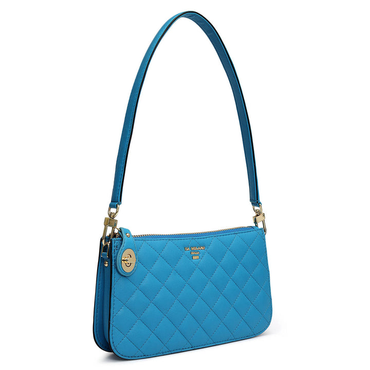 Small Quilting Leather Baguette - Blue