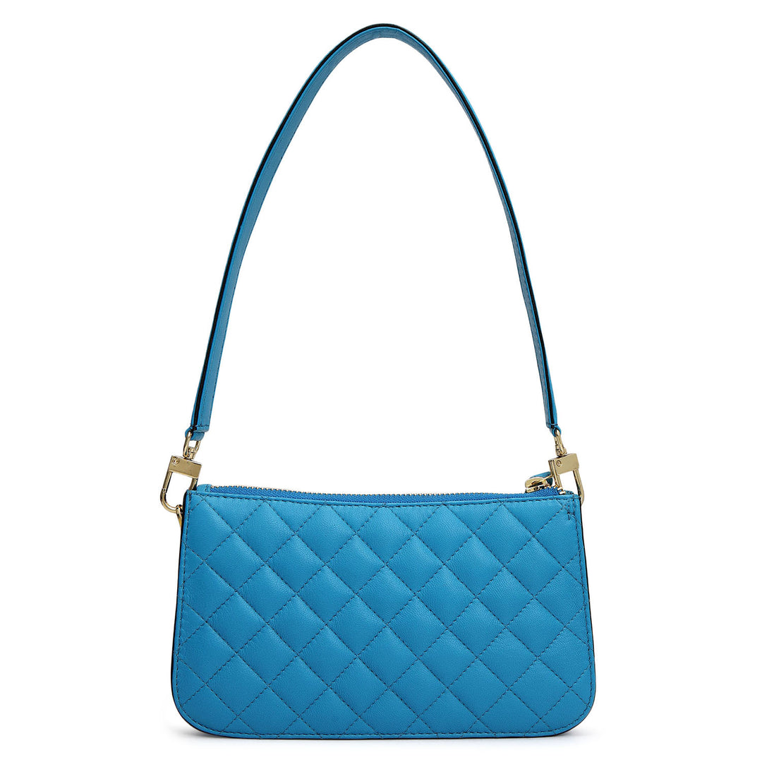 Small Quilting Leather Baguette - Blue