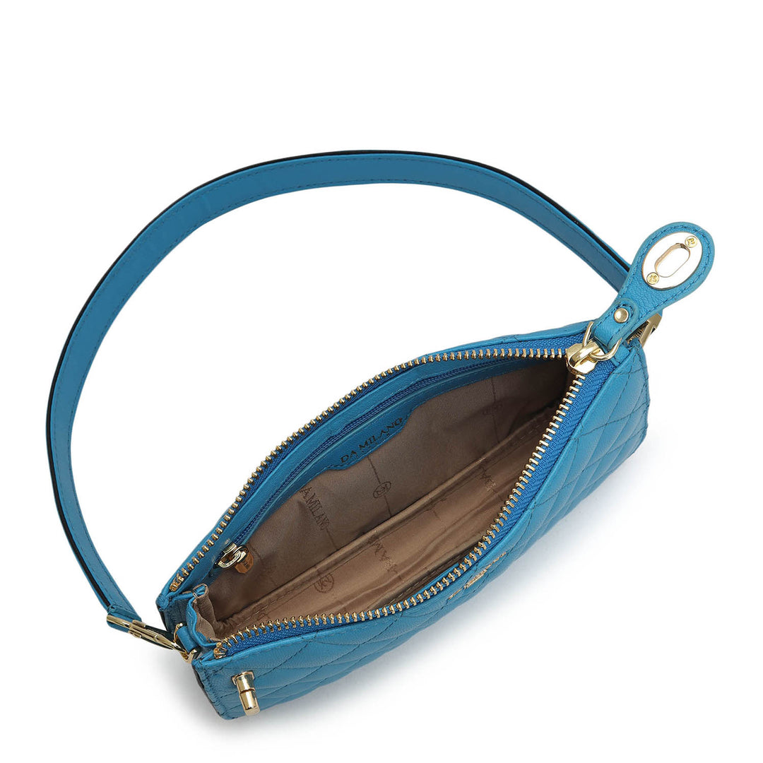 Small Quilting Leather Baguette - Blue