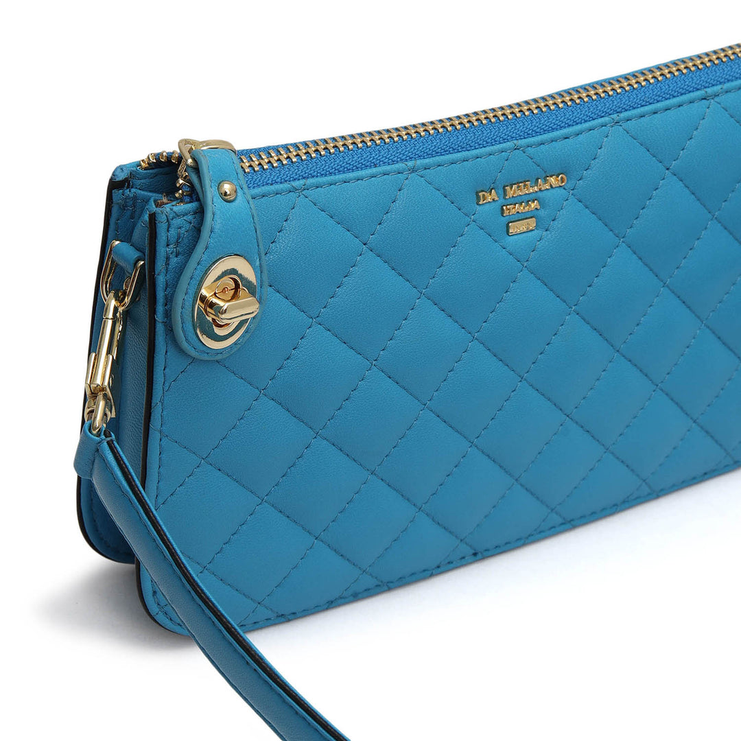 Small Quilting Leather Baguette - Blue