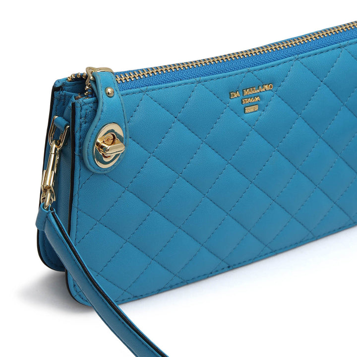 Small Quilting Leather Baguette - Blue