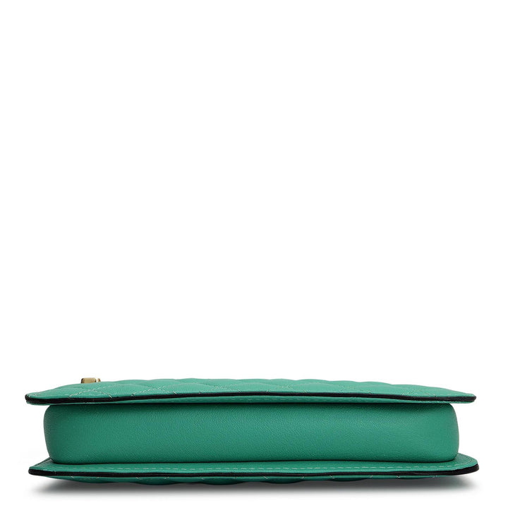 Small Quilting Leather Baguette - Green
