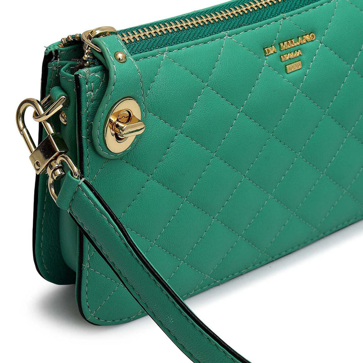 Small Quilting Leather Baguette - Green