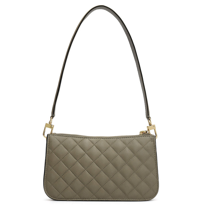 Small Quilting Leather Baguette - Grey