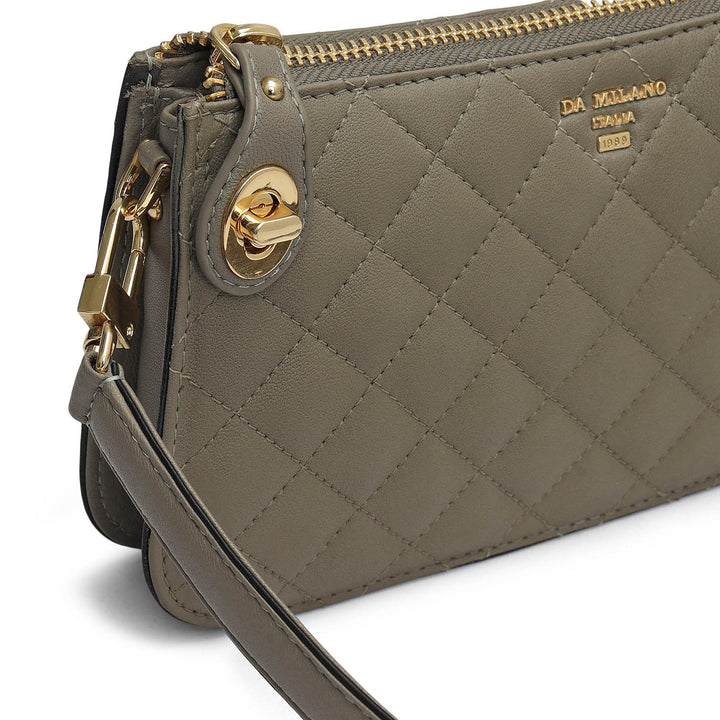 Small Quilting Leather Baguette - Grey