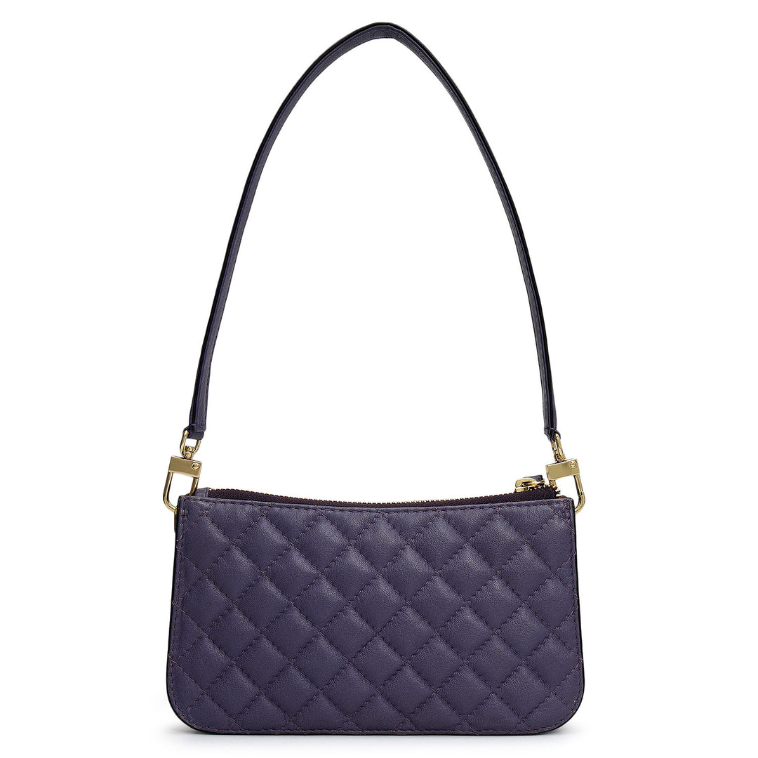 Small Quilting Leather Baguette - Purple