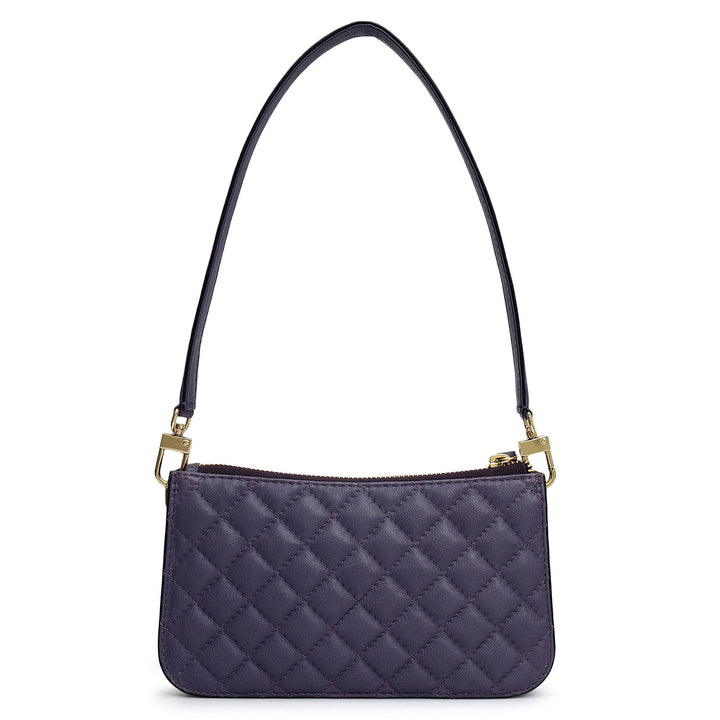 Small Quilting Leather Baguette - Purple