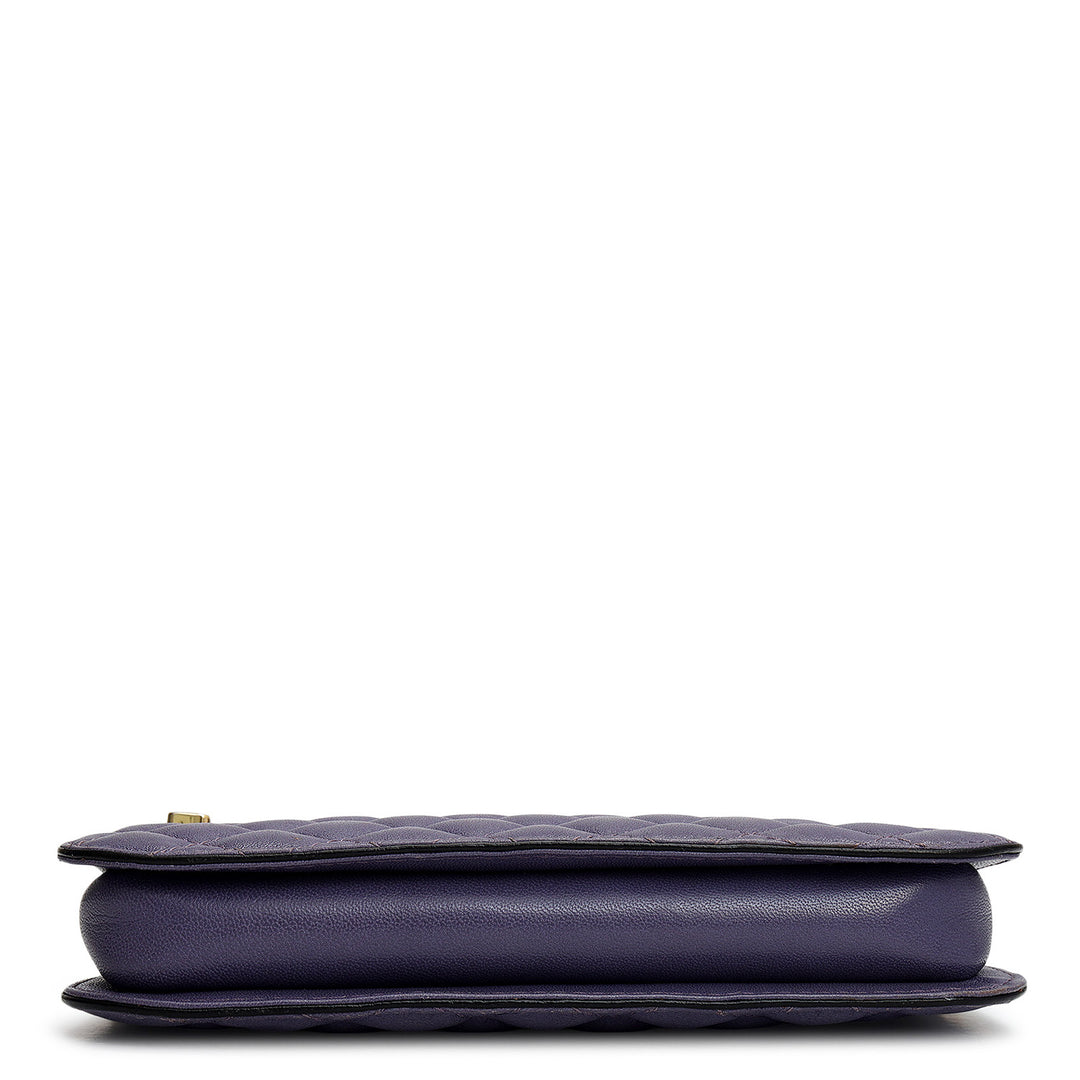 Small Quilting Leather Baguette - Purple