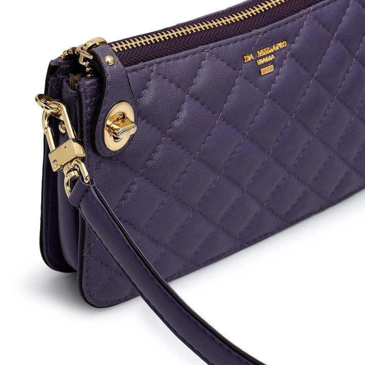 Small Quilting Leather Baguette - Purple