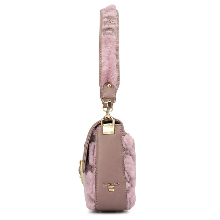 Small Fur Plain Leather Baguette - Purple Haze