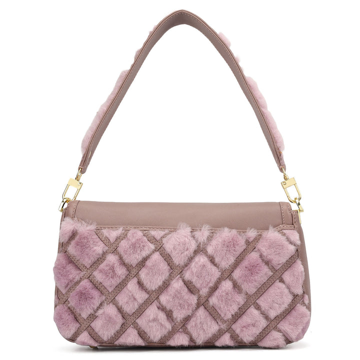 Small Fur Plain Leather Baguette - Purple Haze