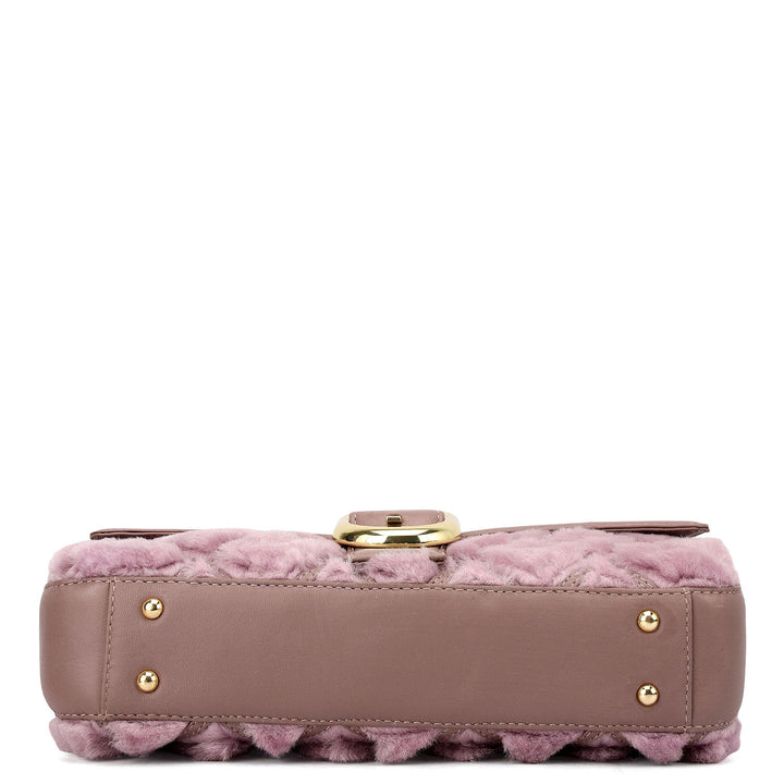 Small Fur Plain Leather Baguette - Purple Haze