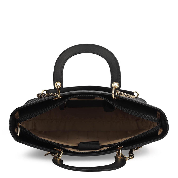 Large Quilting Leather Tote - Black