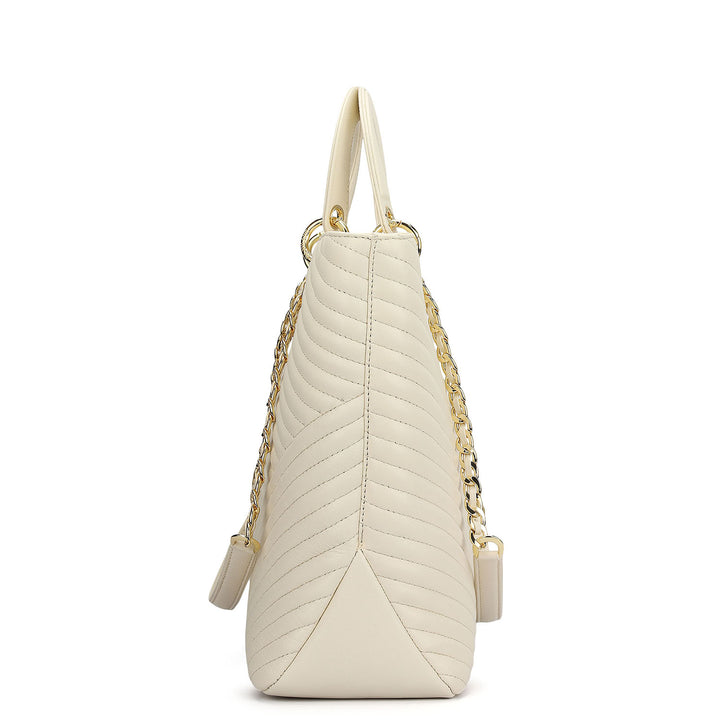 Large Quilting Leather Tote - Marshmallow