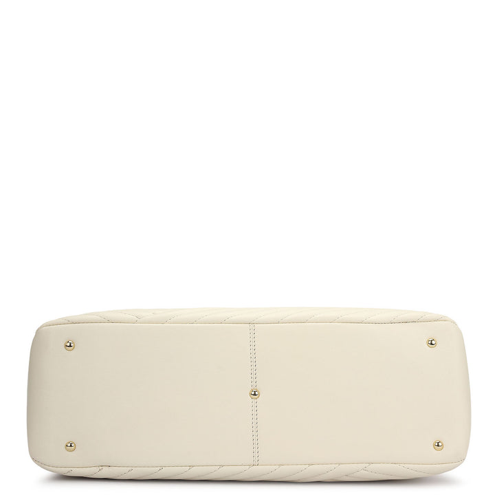 Large Quilting Leather Tote - Marshmallow